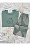 Çağla Leaf Patterned Long Sleeve Waffle Pajama Set