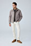 Men's Contrast Collar Waterproof Coat Jacket Beige 4340Dngr - 4