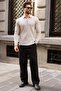 Stone Color Polo Collar Textured Men's Knitwear Sweater E7511 - 5
