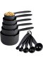 10-Piece Plastic Measuring Spoons and Cups Set for Baking (1/4TSP to 1CUP) - with Hook Handle & Stor