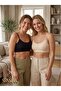 2-Piece String Straps - Removable Pads - Cotton Crop Half Tank Top - Wire-Free Comfort (2 Pieces) Black - Ten - 5