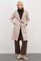 Belted Double-Breasted Collared Long Cashmere Coat