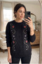 Women's Black Embroidered Knitwear Sweater - 2