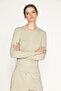Dari women's soft and flexible fabric round neck body-fitting long sleeve khaki t-shirt - 3