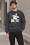 Men's Side Street Lettered and Orange Line Detailed Crew Neck Casual Regular Fit Sweatshirt