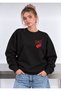 Heart Cherry Printed Oversized Women's Crewneck Sweatshirt