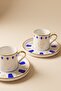 Acem Blue Porcelain Turkish Coffee Cup Set for 2 People - 2