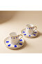 Acem Blue Porcelain Turkish Coffee Cup Set for 6 People - 6