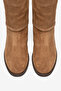 Mink Suede Genuine Leather Round Toe Belt Buckle Detailed Thin Sole Boots - 5