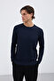 Men's Ottoman Textured Striped Crew Neck Basic Knitwear Sweater - 5