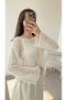 Kayık Yaka Çarkfeleklu Openwork Sweater - Ers - Ecru - 2