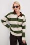 Striped Half Button Polo Neck Knitwear Sweater - 6
