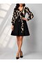 Women's Long Sleeve Double Breasted Collared Side Tie Top Diver Bottom Crepe Short Kiloş Dress - 3