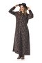 Long Sleeve Flannel Violet Pattern Winter Long Buttoned Dress Black Syh - 6