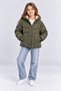 Girl's Khaki Black Hooded Coat Water Repellent Soft Lined Warm Winter Coat Ak4264