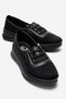 Stitched Rubber Sole Atom Poly Women's Casual Shoes Black Emerald