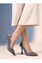 Gray Matte Stiletto Curved Side Cutout Pointed Toe Thin Heeled Women's Shoes Classic Evening Elegance - 3