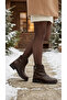 Women's Leather Look Zippered Short Heel Casual Boots - 6