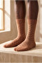 Dark brown men's sock with line pattern