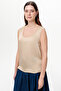 Round Neck Satin Surface Openwork Regular Blouse - 3