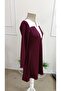 Women's long sleeve v-neck two-tone viscose knit mini dress - 5