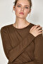 Dari women's soft and flexible fabric round neck body-fitting long sleeve brown t-shirt - 3