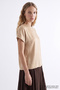 Crew Neck Ribbed Satin Surface Regular Blouse - 6