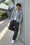 Men's Trend Zippered Seasonal Striped Mint Raincoat & Windbreaker - 4