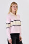 Women's Polo Neck Striped Oversize Knitwear Sweater - 4