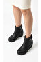 Women's Leather Look Belt Detailed Wedge Heeled Casual Ankle Boots - 4