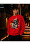 Men's Crew Neck Casual Regular Fit Sweatshirt with Glasses and Hooded Teddy Bear Figure