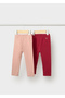 Baby Girl Basic 2-Piece Leggings Set Red Pink 702