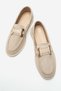 Saraçlı Buckle Women's Shoes Beige Suede - 5