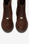 Brown Suede Genuine Leather Round Toe Boots with Gold Buckle Detail - 2