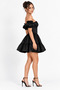 Women's Satin Corset Detailed Madonna Collar Balloon Sleeve Flounce Mini Evening Dress - 3