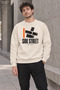 Men's Side Street Lettered and Orange Line Detailed Crew Neck Casual Regular Fit Sweatshirt