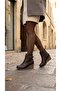 Women's Leather Look Belt Detailed Wedge Heeled Casual Ankle Boots - 7
