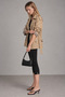 Double-Breasted Collared Short Trench Coat with Belt |   Mkw3811572-1 - 2
