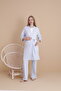Natural Blue Short Sleeve Maternity and Pregnancy Pajama Set, Set of 3 - 7