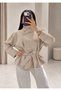 Suede Stand Collar Belted Drawstring Leather Jacket - 6