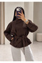 Suede Stand Collar Belted Drawstring Leather Jacket - 2