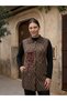 Plaid Rose Piqué Patterned Steel Knitted Women's Knitwear Vest Coat