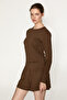 Dari women's soft and flexible fabric round neck body-fitting long sleeve brown t-shirt - 4