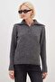 Half Buttoned Baby Collar Knit Sweater - 6