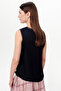 Round Neck Satin Surface Openwork Regular Blouse - 3