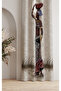 Ethnic Patterned Cream Decorative Living Room Background Curtain with African Woman Figures 140X260 - 3