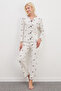 Polka Dot Bowknot V-Neck Pajama Set - 5