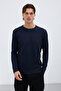 Men's Ottoman Textured Striped Crew Neck Basic Knitwear Sweater - 3