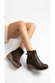 Women's Leather Look Belt Detailed Wedge Heeled Casual Ankle Boots - 3