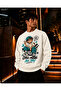Men's Turquoise and Black Chill Mode Written Crew Neck Casual Regular Fit Sweatshirt